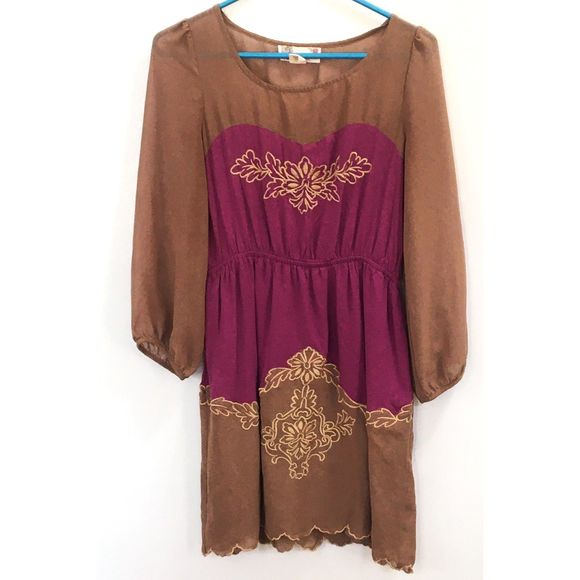 Flying Tomato Purple and Brown Embroidered Short Dress - Picture 8 of 8